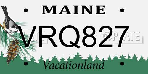 VRQ827 Maine License Plate