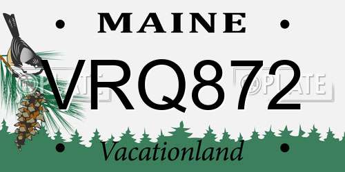 VRQ872 Maine License Plate