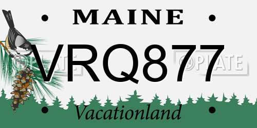 VRQ877 Maine License Plate