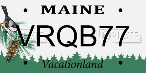 VRQB77 Maine License Plate