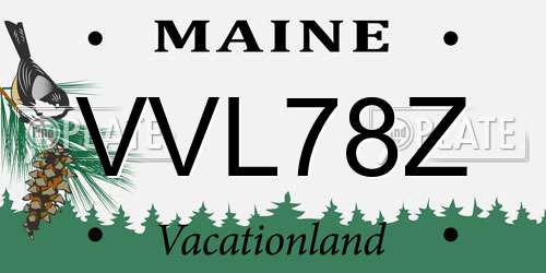 VVL78Z Maine License Plate
