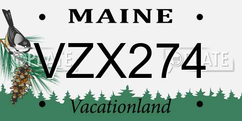 VZX274 Maine License Plate