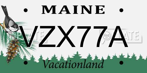 VZX77A Maine License Plate