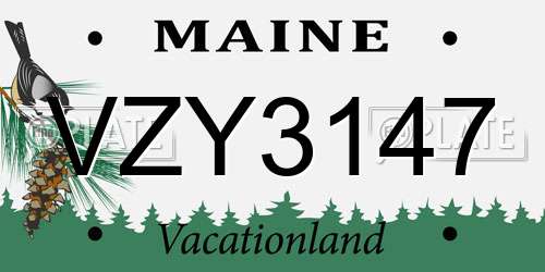 VZY3147 Maine License Plate