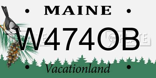 W474OB Maine License Plate