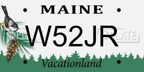 W52JR Maine License Plate