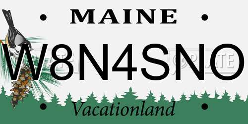 W8N4SNO Maine License Plate