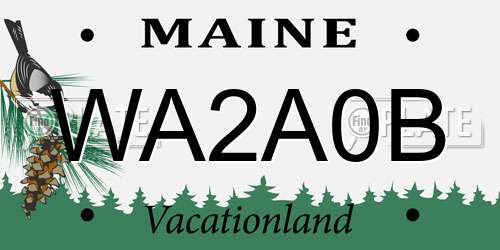 WA2A0B Maine License Plate