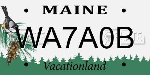 WA7A0B Maine License Plate