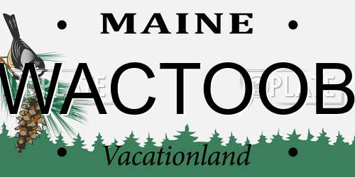 WACTOOB Maine License Plate