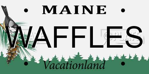 WAFFLES Maine License Plate
