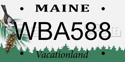 WBA588 Maine License Plate