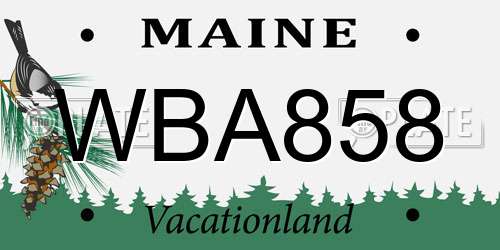 WBA858 Maine License Plate
