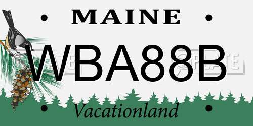 WBA88B Maine License Plate
