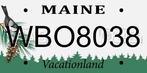 WBO8038 Maine License Plate