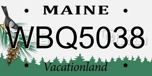 WBQ5038 Maine License Plate