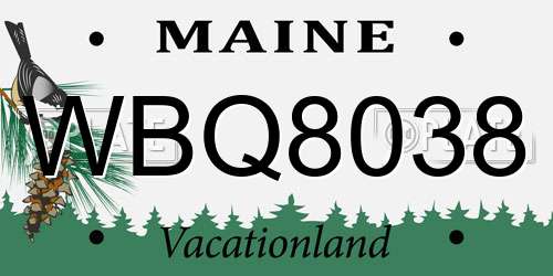 WBQ8038 Maine License Plate