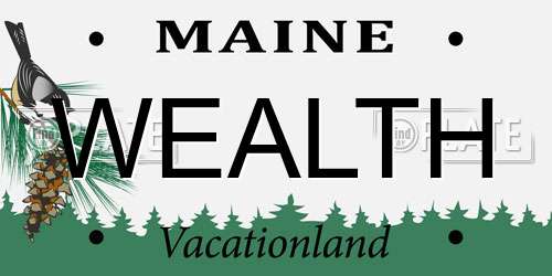 WEALTH Maine License Plate
