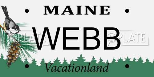 WEBB Maine License Plate