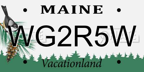 WG2R5W Maine License Plate
