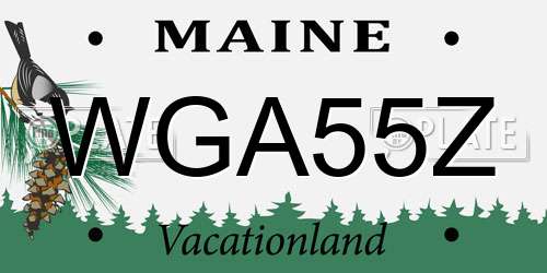 WGA55Z Maine License Plate