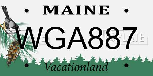 WGA887 Maine License Plate