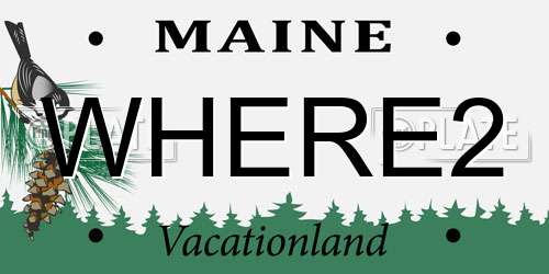 WHERE2 Maine License Plate