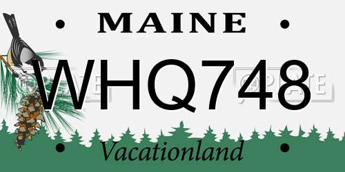 WHQ748 Maine License Plate