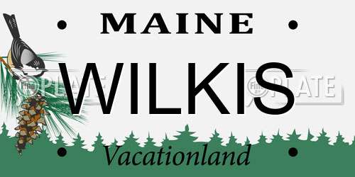 WILKIS Maine License Plate