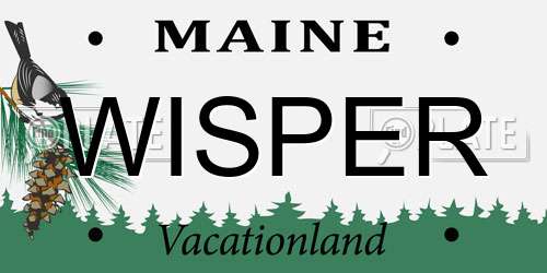 WISPER Maine License Plate