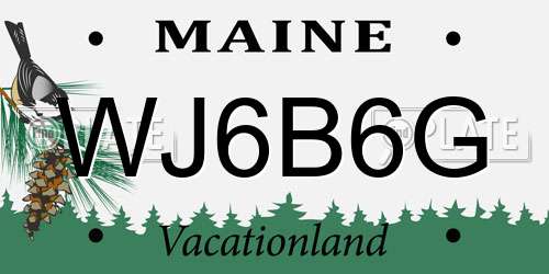 WJ6B6G Maine License Plate