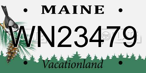 WN23479 Maine License Plate