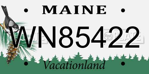 WN85422 Maine License Plate
