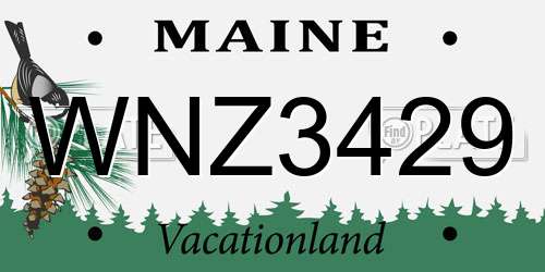 WNZ3429 Maine License Plate