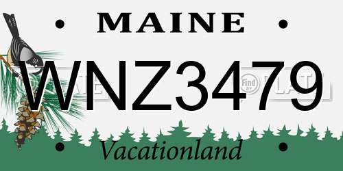WNZ3479 Maine License Plate