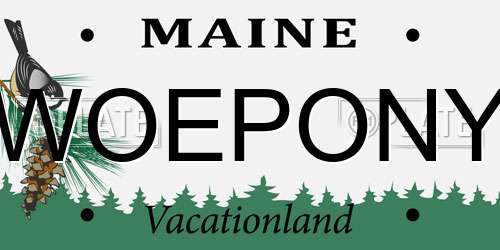 WOEPONY Maine License Plate