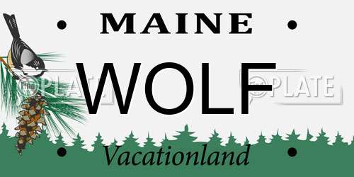 WOLF Maine License Plate