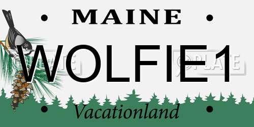 WOLFIE1 Maine License Plate
