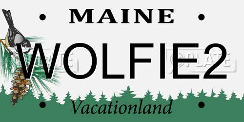 WOLFIE2 Maine License Plate