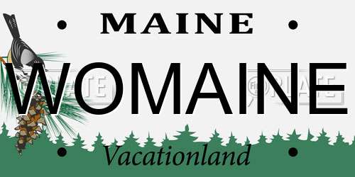 WOMAINE Maine License Plate