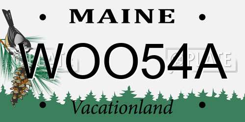 WOO54A Maine License Plate