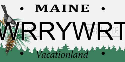 WRRYWRT Maine License Plate