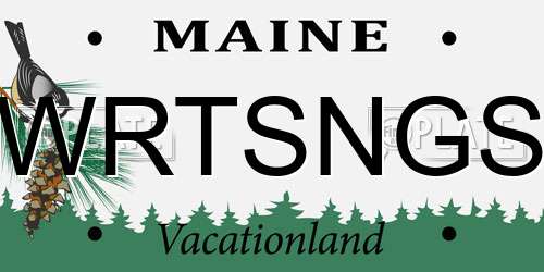 WRTSNGS Maine License Plate