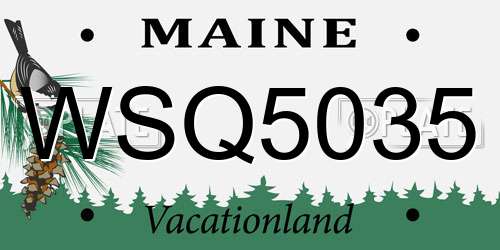 WSQ5035 Maine License Plate