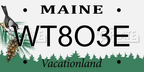 WT8O3E Maine License Plate