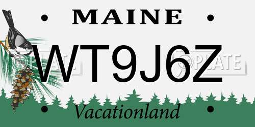 WT9J6Z Maine License Plate