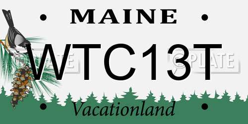 WTC13T Maine License Plate