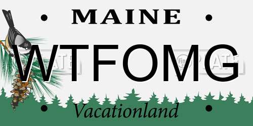 WTFOMG Maine License Plate