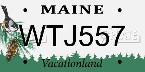 WTJ557 Maine License Plate