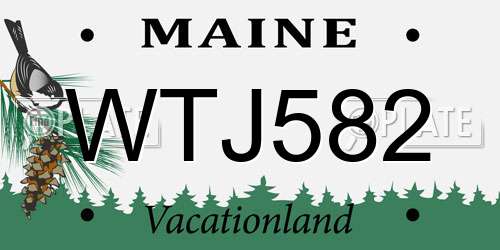 WTJ582 Maine License Plate